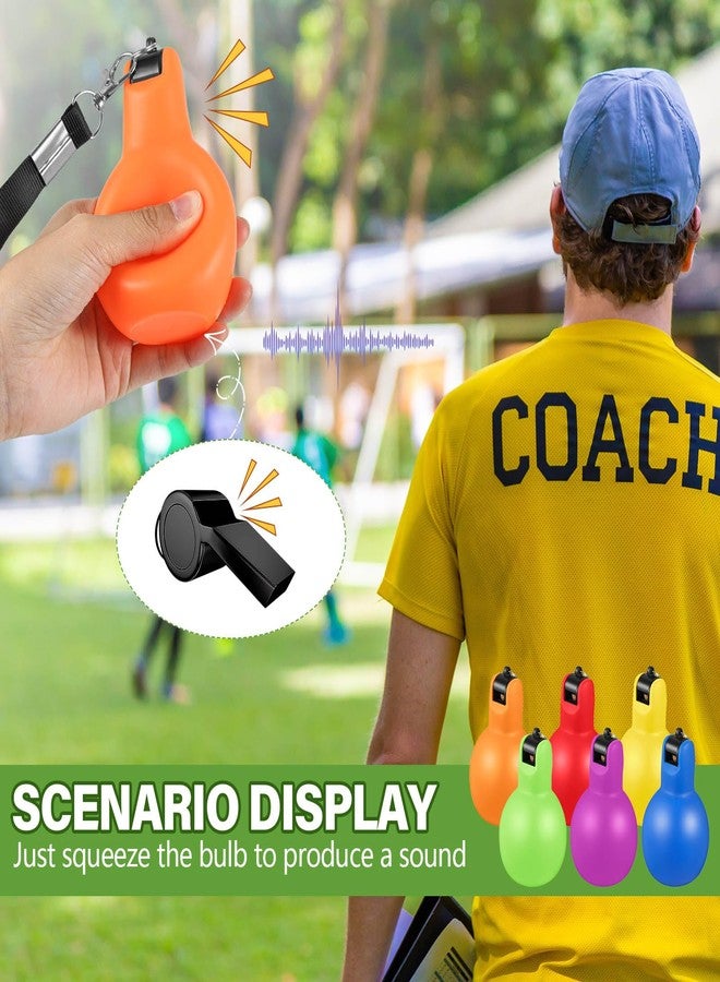 Rotatingpals 6 Pcs Hand Squeeze Whistles with Lanyards Multicolored Coach Whistle for Coaches Referees Handheld Sports for Indoor Outdoor Home Sports, Soft PVC (Multicolor) - Image 4